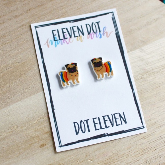 Jewelry - Pride Month Flag Pug Rainbow LGBT Stud Dog Earring